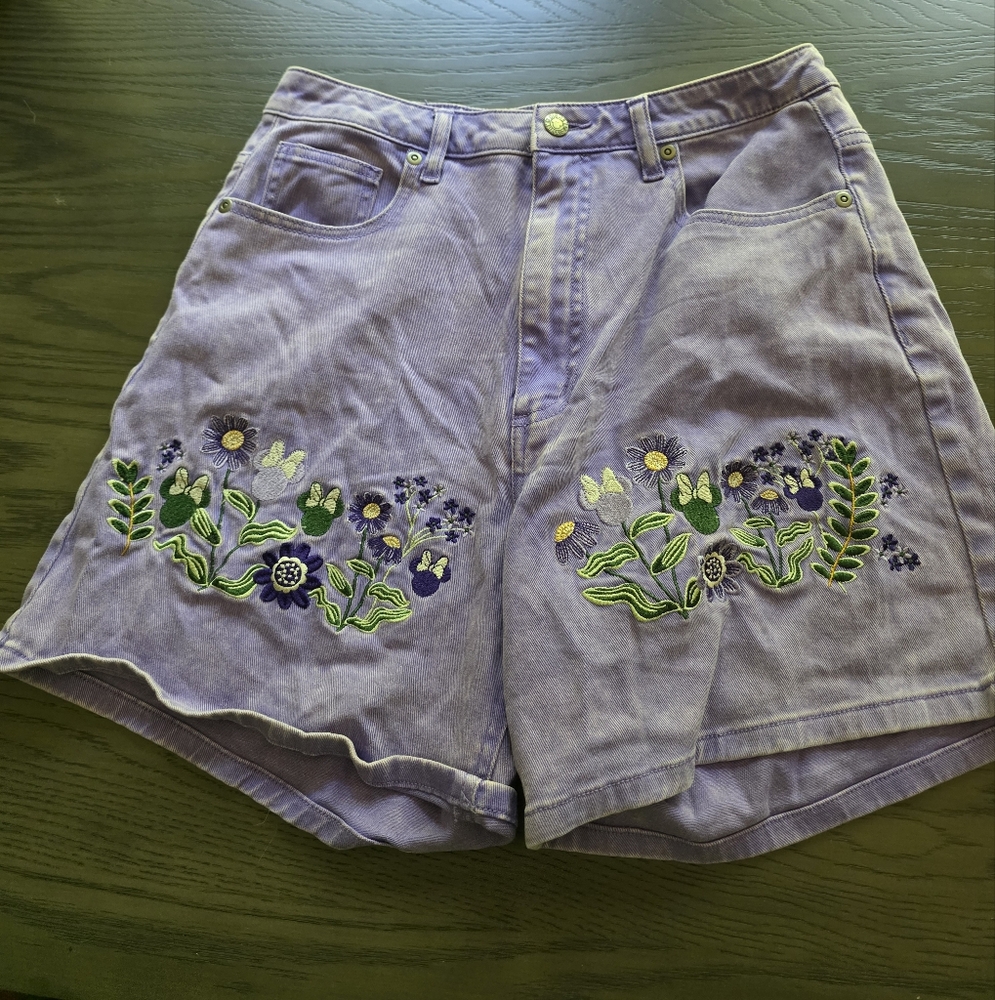 Her Universe Lavender Floral Jean Shorts